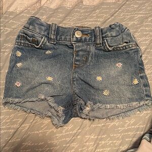 Cat & Jack Blue Denim Kids Shorts with Floral Embroidery